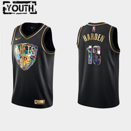 Kinder NBA Brooklyn Nets Trikot James Harden 13 Nike 2021-2022 Schwarz Golden Edition 75th Anniversary Diamond Swingman